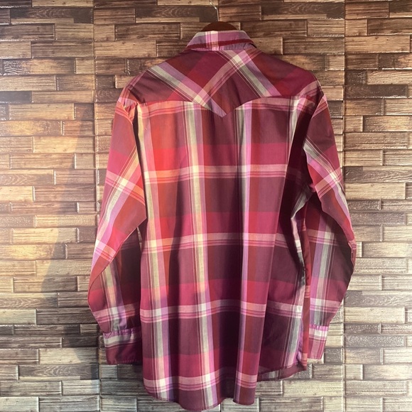 Men's Plaid Western American Hero XL Pearl Snap Shirt - Red - Picture 3 of 8